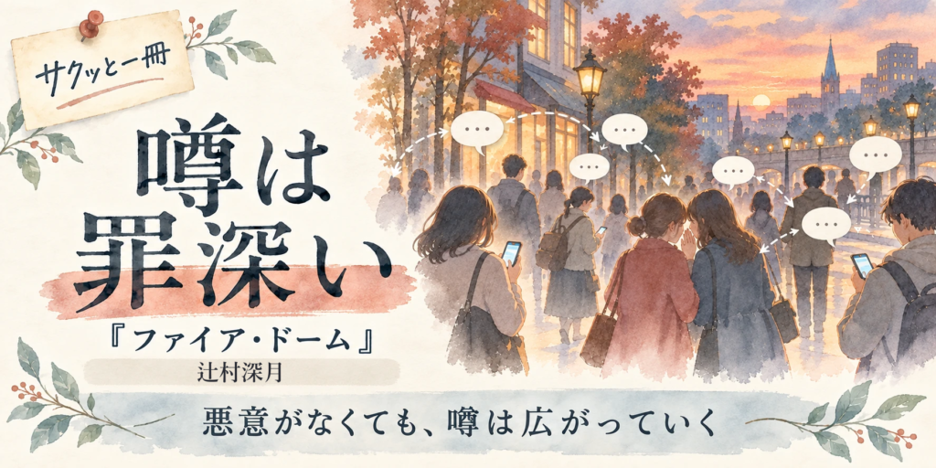 噂は罪深い　辻村深月『ファイア・ドーム』の紹介イラスト